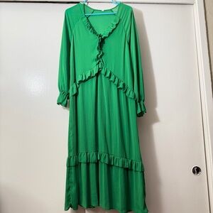 Elegant Green Ruffle Dress